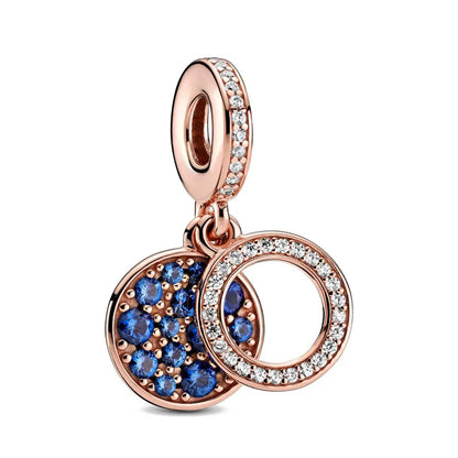 Rose Gold Padlock Heart Key Pendant Necklace for Women 925 Silver with Zircon Beads P142-Rlan
