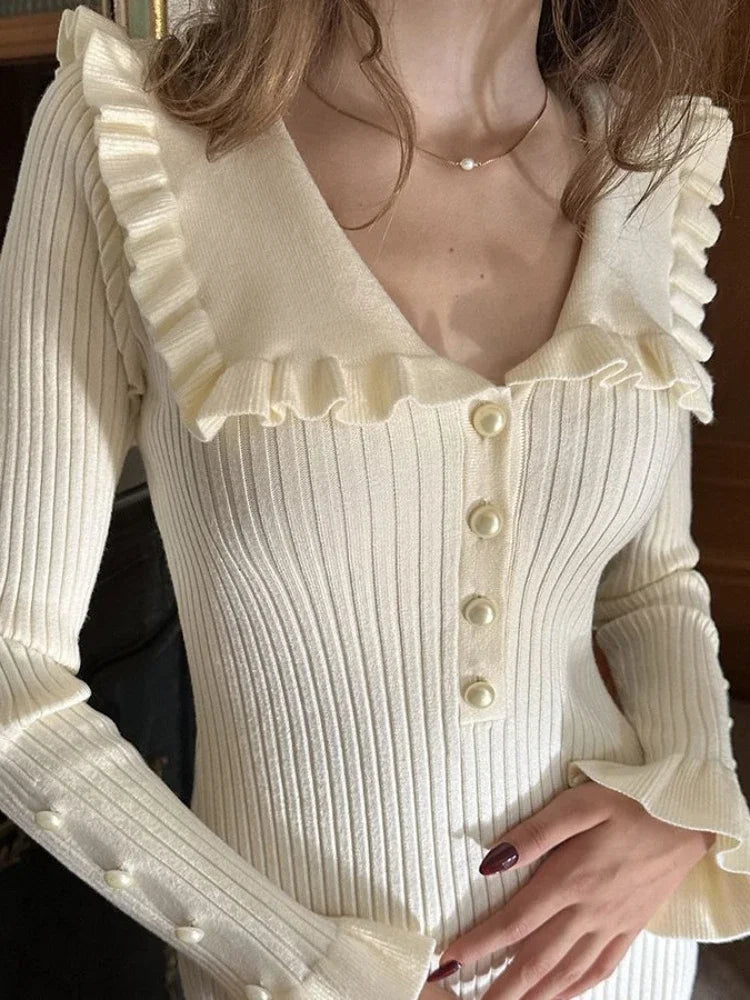 TARUXY High Waist Ruffled Maxi Dresses For Women Retro Elegant
