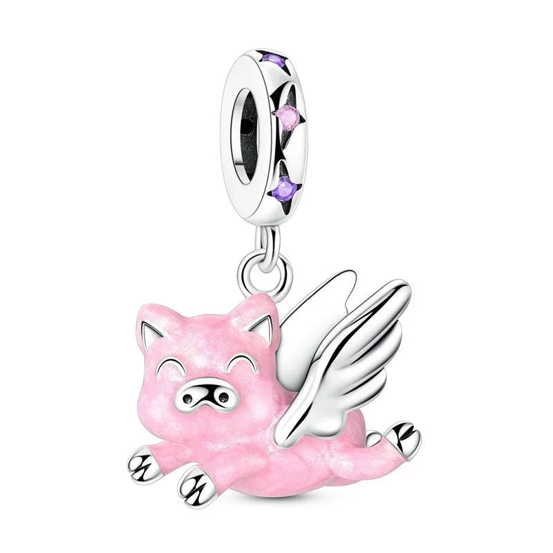 Sterling Silver 925 Angel Wing Heart Bird Charms for Bracelets and Necklaces Women's Fine DIY Jewelry Gifts