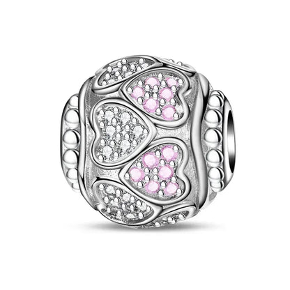 925 Sterling Silver Heart Blooming Rose Full Diamond Zircon Charms Pendant Beads for Bracelets and Necklaces