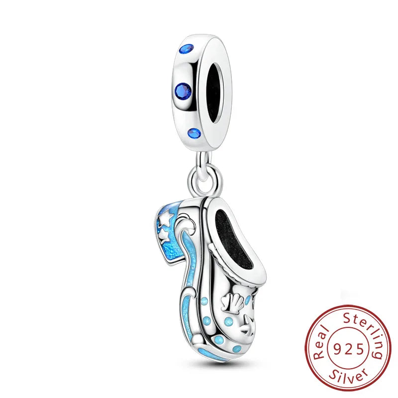 925 Sterling Silver Ocean Turtle Beach Charms Blue Shell