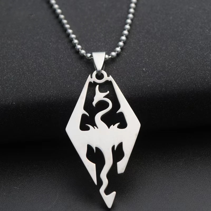 Mystical Silver Dragon Pendant Necklace for RPG Cosplay and Fantasy Jewelry Gifts