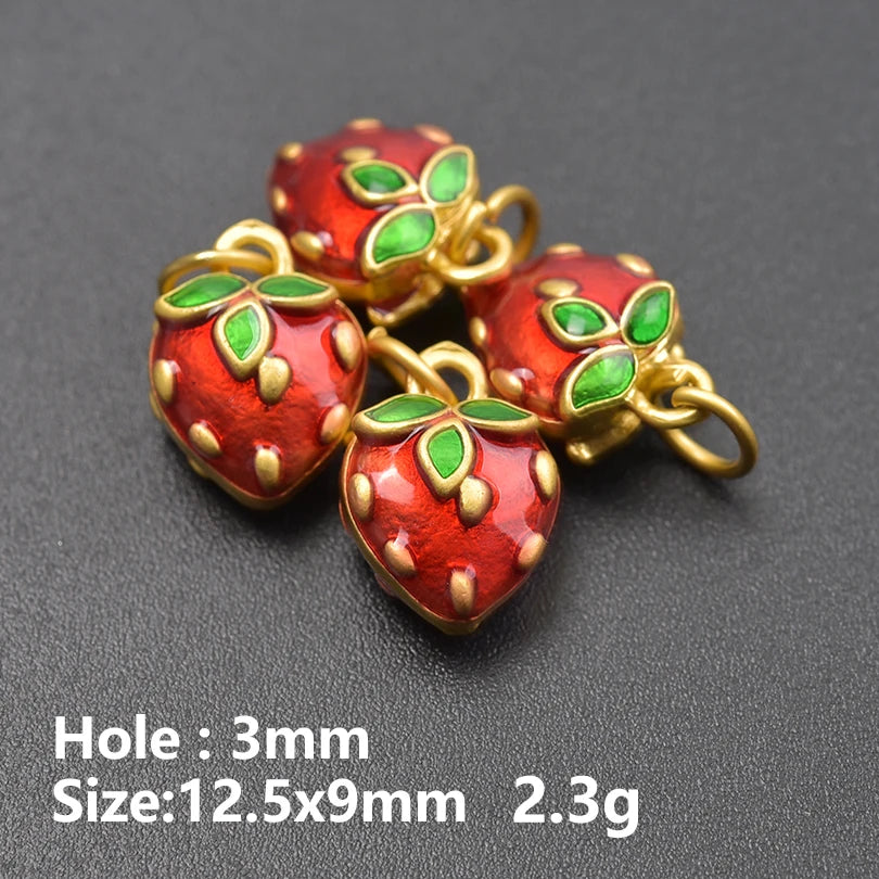 3D Enamel Fruit Charms Set for DIY Jewelry Making Strawberry Grape Pendants 5pcs