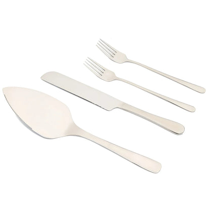 Elegant Personalized Wedding Cake Cutting Set with Engraved Knife and Forks