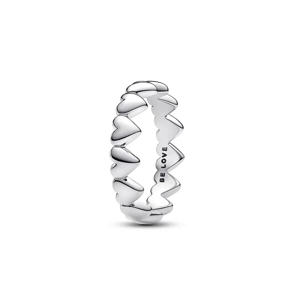 Elegant 2024 Silver Heart Charm Ring with Zircon for Women P2353