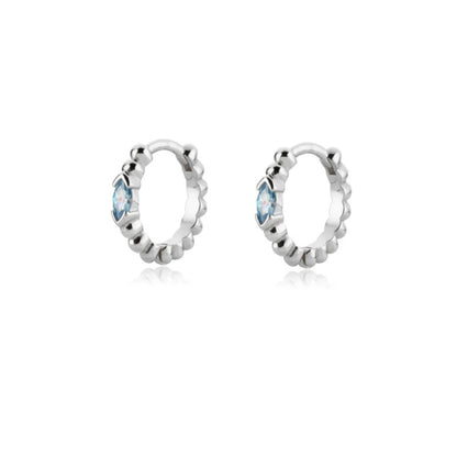 Elegant Water Lake Blue Zircon Hoop Earrings for Women Minimalist Circle Dangle Jewelry Accessories