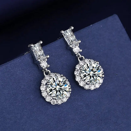 Sterling Silver CZ Crystal Plant Stud Earrings for Women and Teens