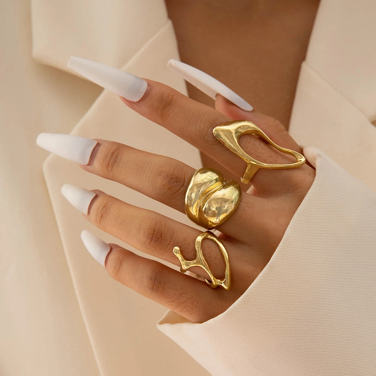 Tocona 2024 Vintage Gold Geometric Adjustable Rings Set for Women Fashion Jewelry Gifts