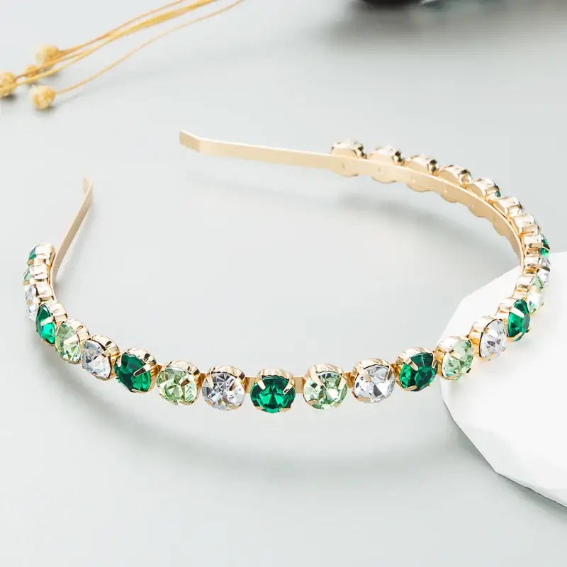 Fine Edged Baroque Style Gorgeous Women's Metal Hair Band Green color Hairbands