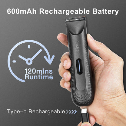 Electric Groin Hair Trimmer for Men with Replaceable Blade black