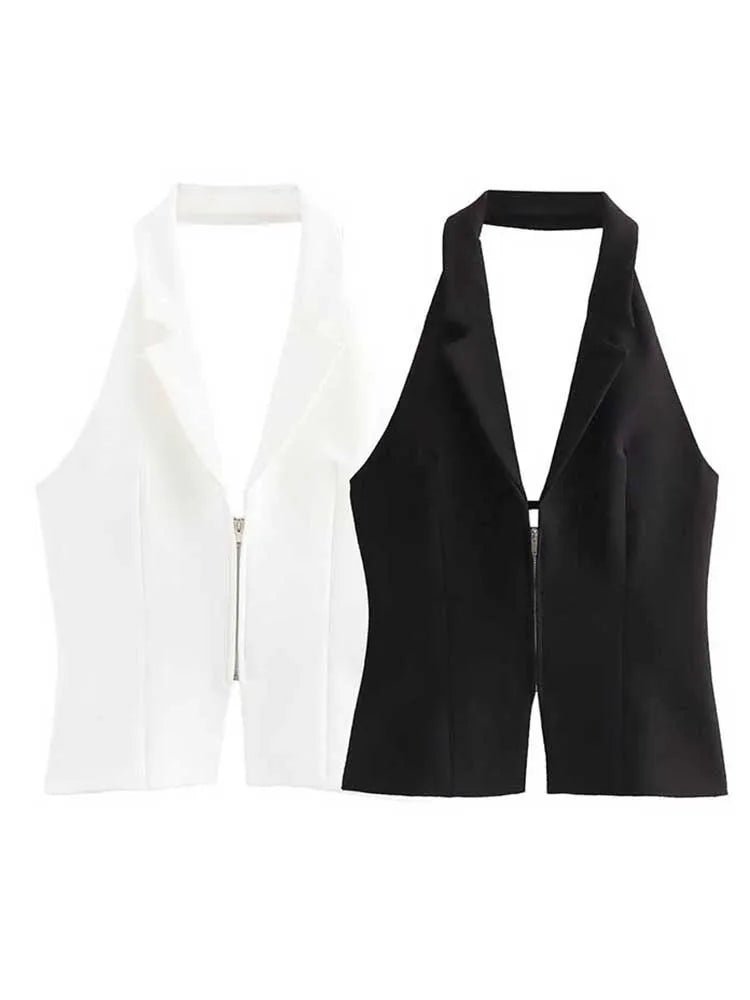 Chic Backless Halter Corset Top For Women With Side Zip