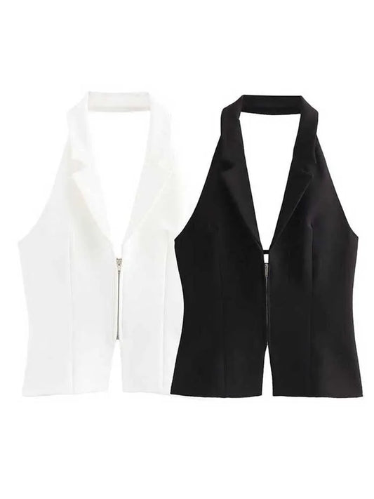 Chic Backless Halter Corset Top For Women With Side Zip