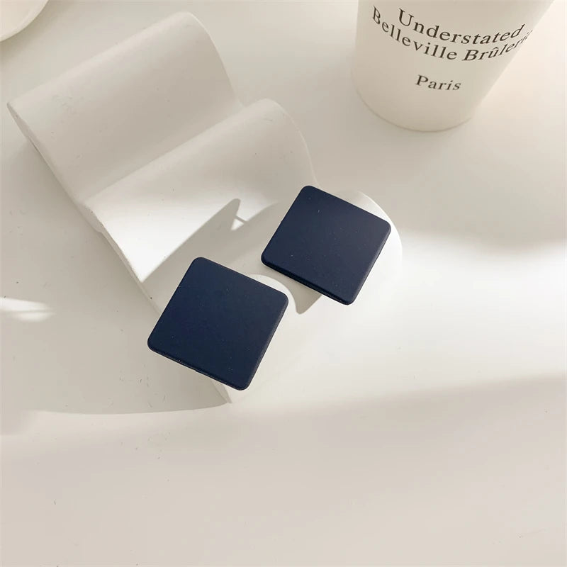 S925 Colorful Square Earrings Frosted Geometric Candy Design Acrylic Fashion Jewelry for Women