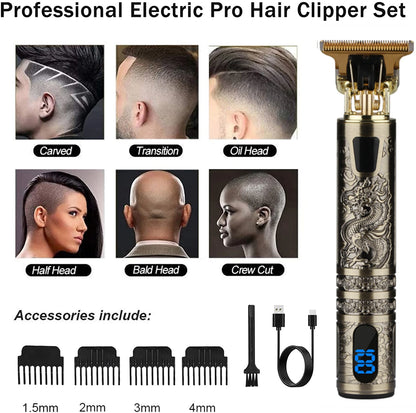 V-Vimika T9 Electric Hair Clipper with LCD Display Stainless Steel Precision Trimmer for Men Fast Charging Wet and Dry Use