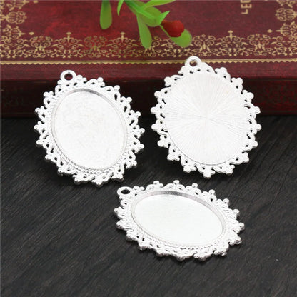 Antique Finish Cameo Cabochon Bracelet Setting Trays in Gold Silver Bronze and Rhodium 10 Pack