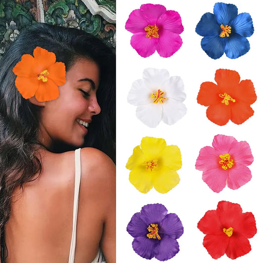 Hawaiian Flower Hair Clips Set for Summer Beach Weddings and Party Celebrations