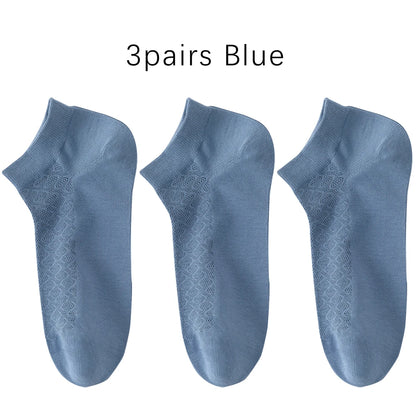 Men Cotton Ankle Socks 3 Pairs Breathable Mesh Lightweight