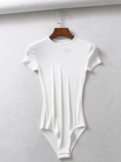 Summer Women Slim Short Sleeve Bodysuit Romper Jumpsuit