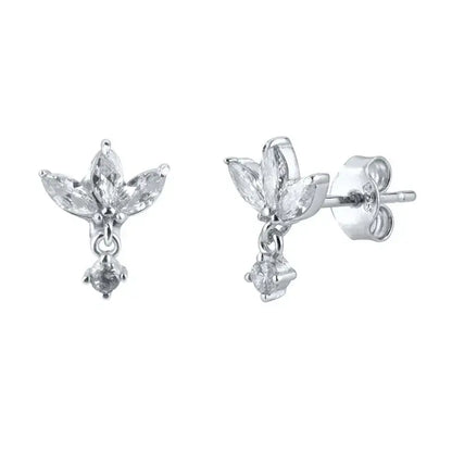 925 Sterling Silver Tiny Stud Earrings Colorful Crystal Luxury Jewelry LN0174-2