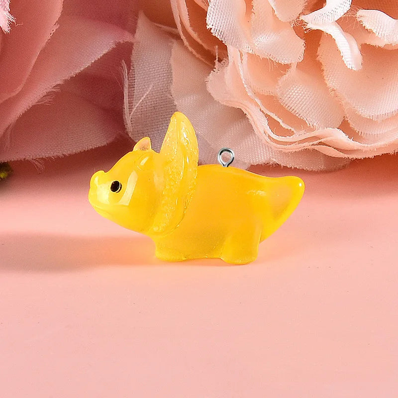 Luminous 3D Dinosaur Charms Resin Pendants for DIY Jewelry Making