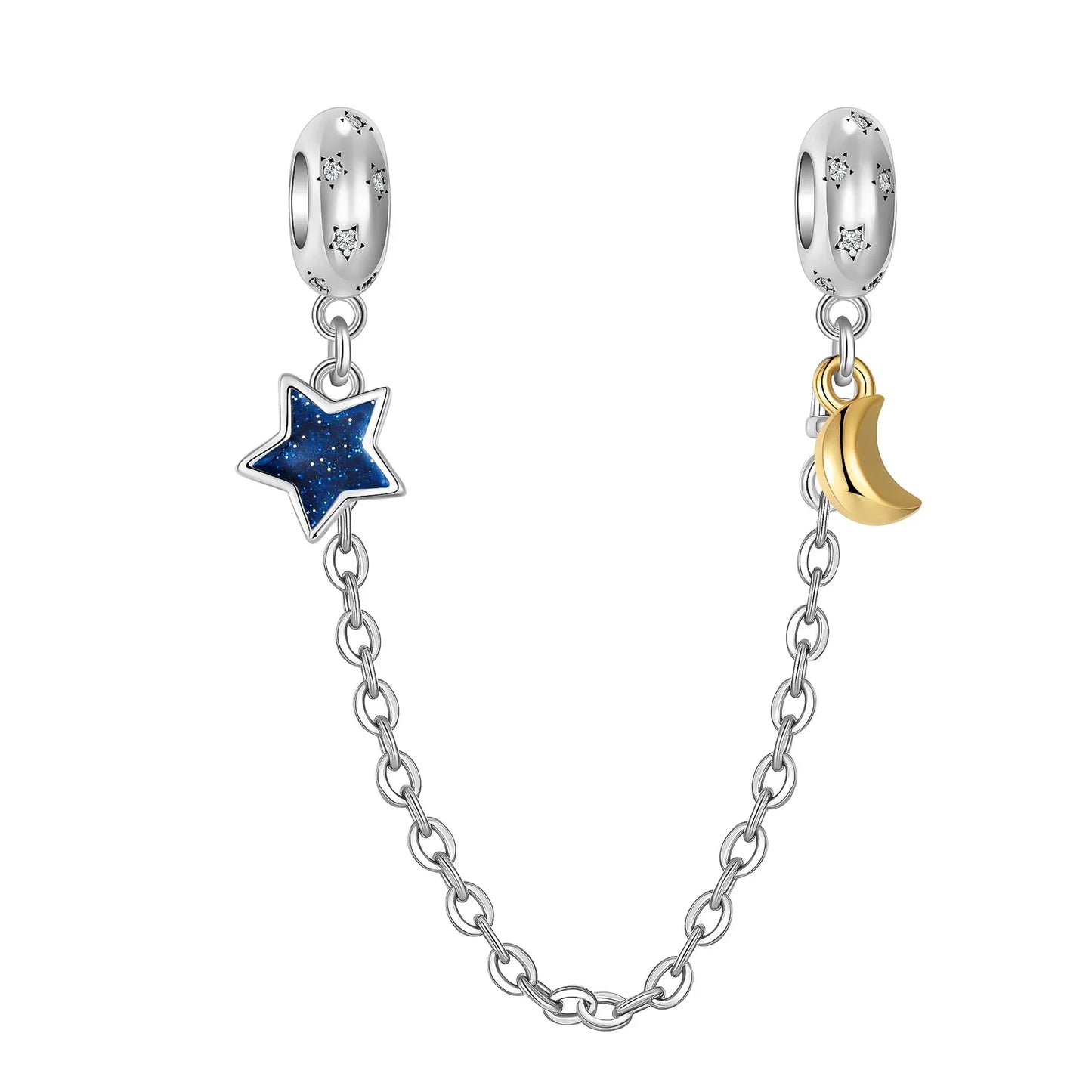 Luxury 925 Sterling Silver Clover Daisy Star Moon Zircon Pavé Safety Chain Bow Necklace and Bracelet Set for Women Fine Jewelry Gifts