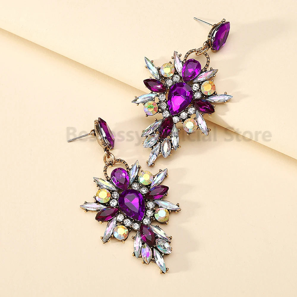 Elegant Rhinestone Drop Earrings for Women - Luxury Chandelier Design for Weddings and Parties