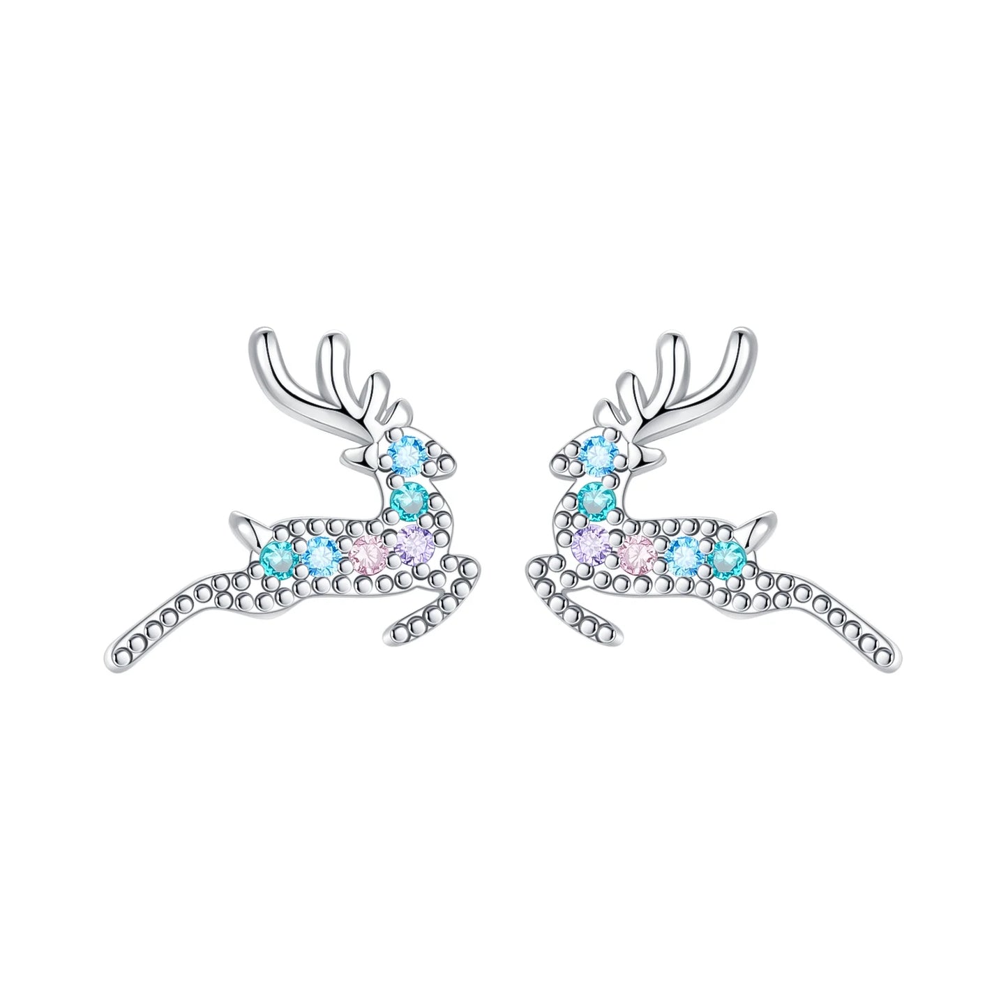 Original 925 Sterling Silver Christmas Charms Santa Claus Reindeer Earrings Beads for Necklace and Bracelet DIY Fine Jewelry Gifts