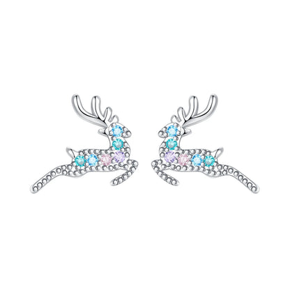 Original 925 Sterling Silver Christmas Charms Santa Claus Reindeer Earrings Beads for Necklace and Bracelet DIY Fine Jewelry Gifts