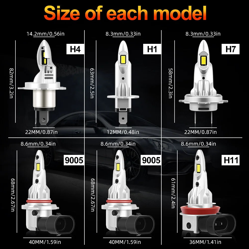 Ultra-Bright Universal LED Headlight Bulbs 27000LM 6500K Plug and Play