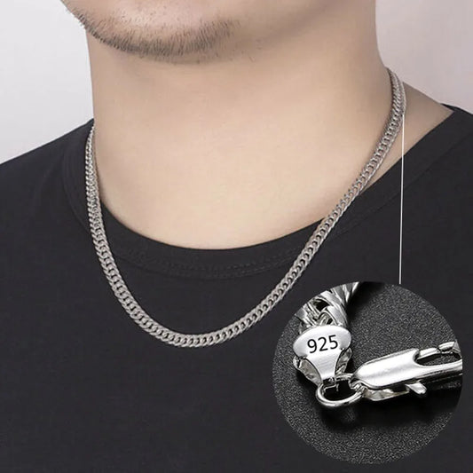 Men's Classic 925 Sterling Silver Figaro Chain Necklace 24 Inch