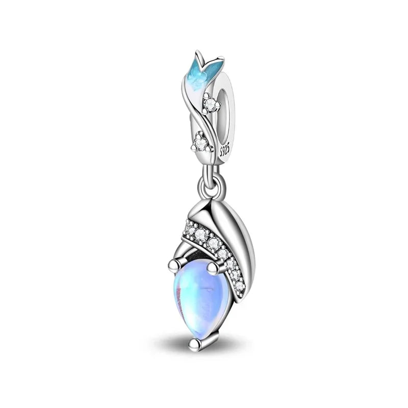 Sparkling Purple Jellyfish Sterling Silver 925 Charm Bead Birthday Pendant for DIY Bracelet Jewelry
