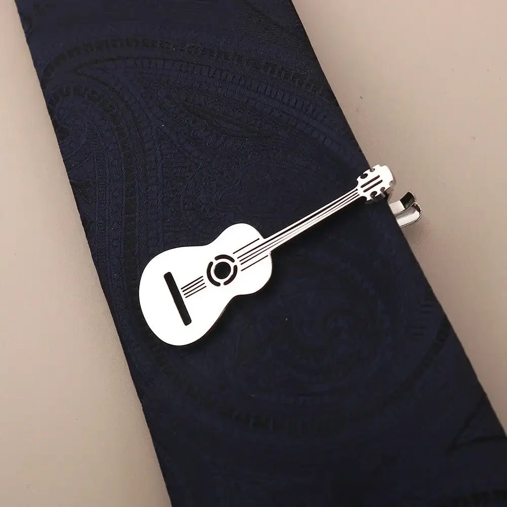 Creative Treble Clef Guitar Tie Clip for Men Titanium Steel Music Accessory Style 18