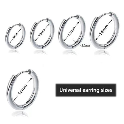 Classic Stainless Steel Hoop Earrings Set for Men and Women 2024