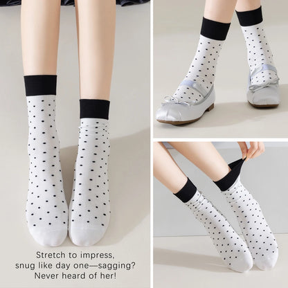 3 Pairs Women Airy Polka Dot Socks Odor Free Stretch