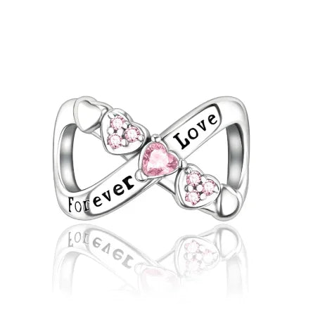 925 Sterling Silver Colorful Infinite Heart Flower Charms with Zircon for Pendant Bracelet Necklace DIY Fine Jewelry