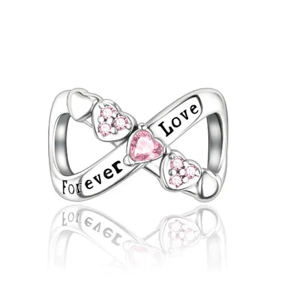 925 Sterling Silver Colorful Infinite Heart Flower Charms with Zircon for Pendant Bracelet Necklace DIY Fine Jewelry