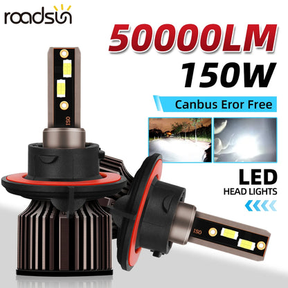Brilliant White 6000K Turbo Auto Headlights 150W Dual Pack - Universal Fit for H11 H7 H4 Models