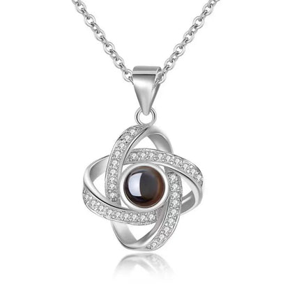 Custom Photo Projection Necklace Copper Pendant with Titanium Steel Chain for Women Silvery-08 45cm