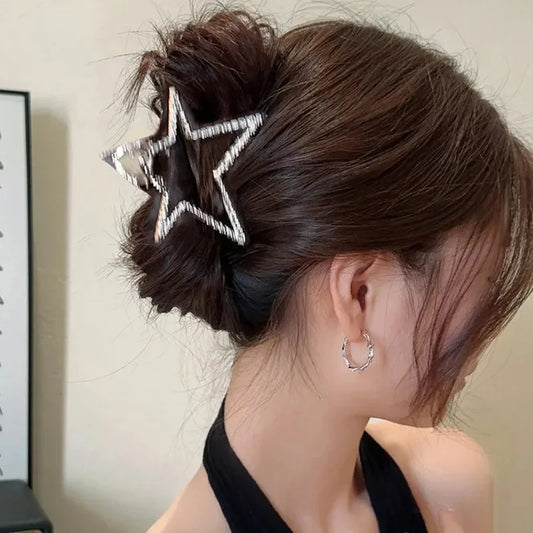 Korean Fashion Metal Star Hair Claw Clips for Women and Girls 2023