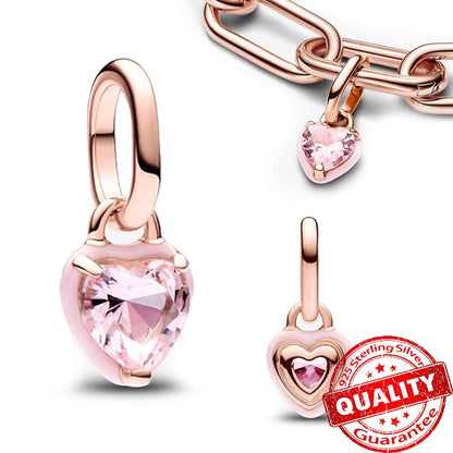Elegant 925 Sterling Silver Pearl Heart Key Pendant for Bracelets and Necklaces FCC342-PK