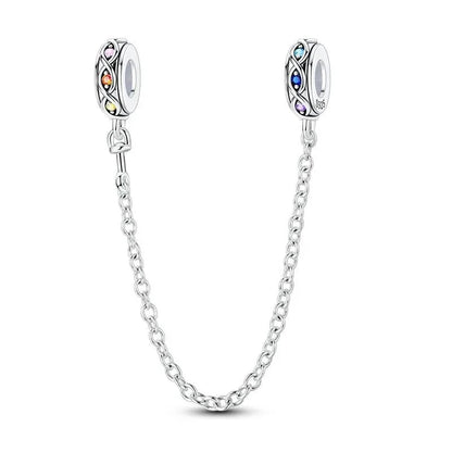 925 Sterling Silver Clover Daisy Star Moon Pavé Safety Chain Bow Necklace and Bracelet Set Luxury Fine Jewelry for Women