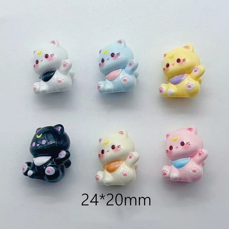 Miniature 3D Cartoon Cat Resin Charms Set for DIY Jewelry and Keychain Creations