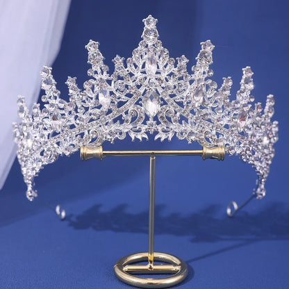 Luxury Bridal Crown - Baroque Queen Tiaras for Weddings & Parties silvery