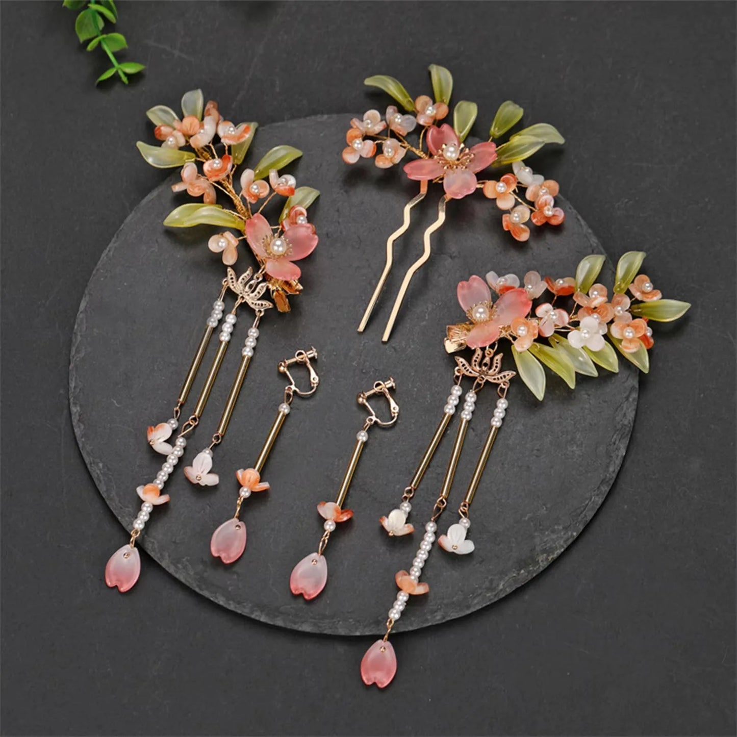 Vintage Chinese Hanfu Hair Accessories Set for Bridal Elegance