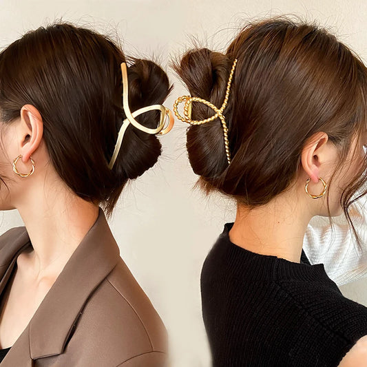 Geometric Metal Hair Claw Clips for Women Fashionable Zinc Alloy Hairpins