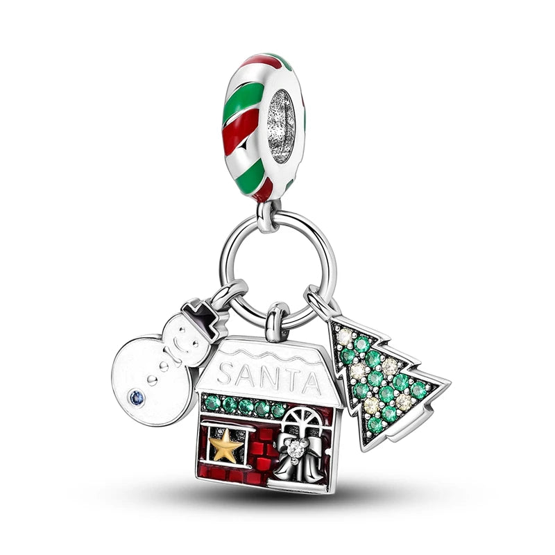 Sterling Silver Snowman Charm Beads for Bracelets Jewelry Gift KTC494