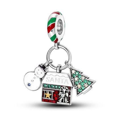 Sterling Silver Snowman Charm Beads for Bracelets Jewelry Gift KTC494