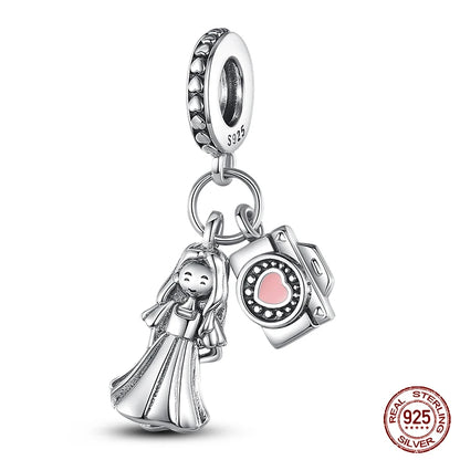 Sterling Silver Camera Coffee Cup Charm Beads for Qikaola Bracelet Jewelry DIY