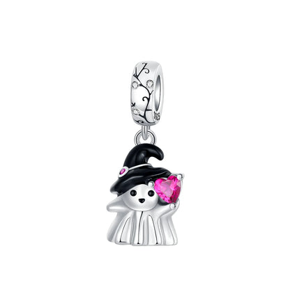 925 Sterling Silver Halloween Charms Pumpkin Ghost Witch Hat Pendant Beads for DIY Bracelet Necklace