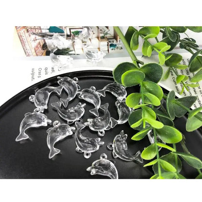 Kawaii Acrylic Dolphin Charms for DIY Jewelry Making - 10 Piece Set